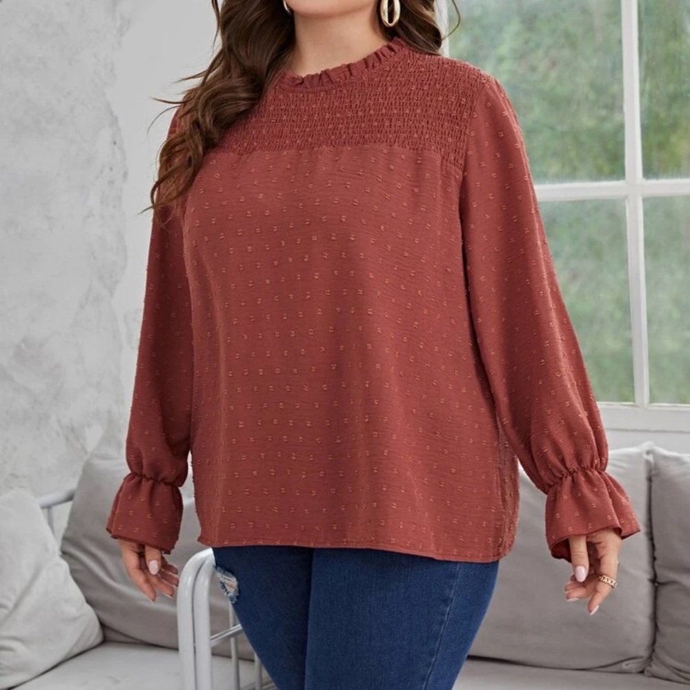 Terracotta Smocked Blouse